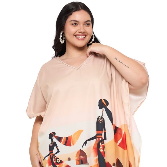 Gypsie Blu Women Plus Size Caftan Dress Digital Printed Polyester Mumu Dresses - Picture 6 of 9